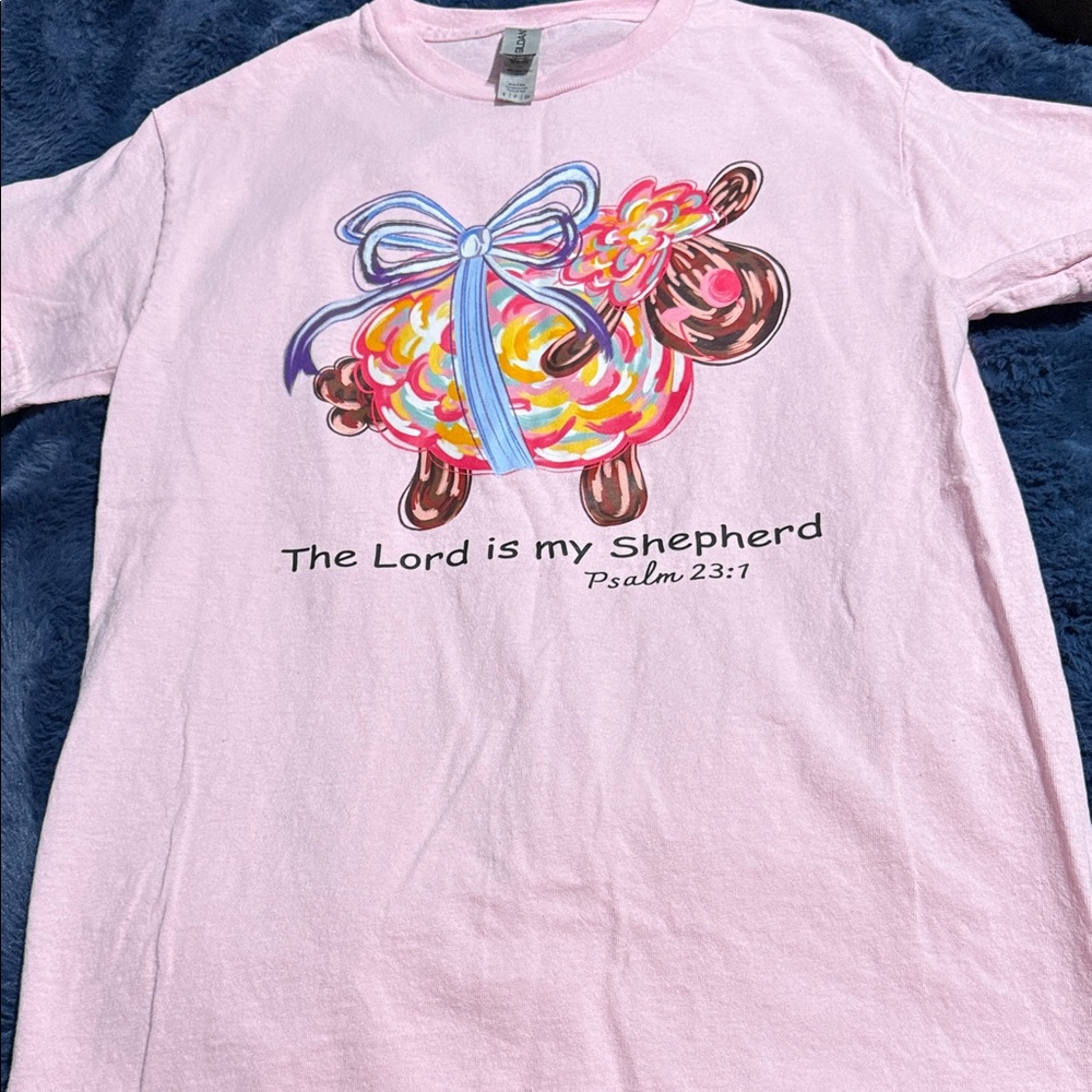 Gildan Kids Light Pink T-Shirt with Colorful Sheep Design